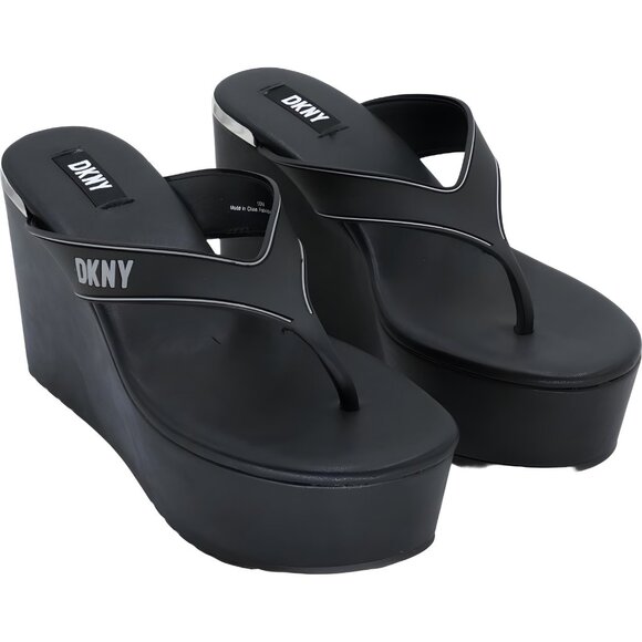 DKNY Trina Platform Wedge Thong Black Women's US 10 M - Picture 4 of 6